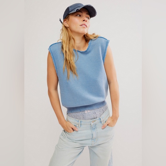 We The Free So Easy Muscle Tee In True Indigo Size S - Picture 9 of 12